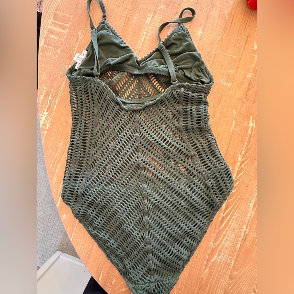 Robin Piccone Olive Crochet One-Piece - Picture 8 of 11